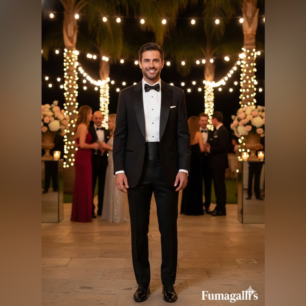Black Peak Lapel Tuxedo with Bow Tie